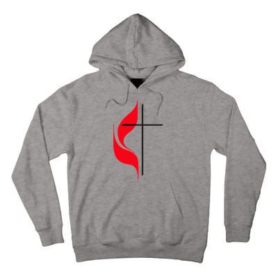 Methodist Flag Christian Cross And Flame Tall Hoodie