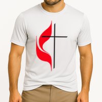 Methodist Flag Christian Cross And Flame Performance Shirt
