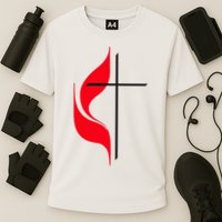 Methodist Flag Christian Cross And Flame Performance Shirt