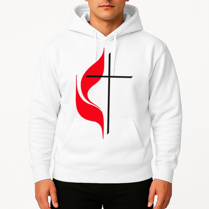 Methodist Flag Christian Cross And Flame Hoodie