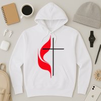 Methodist Flag Christian Cross And Flame Hoodie
