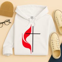Methodist Flag Christian Cross And Flame Hoodie