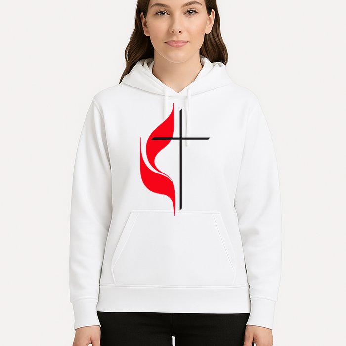 Methodist Flag Christian Cross And Flame Hoodie