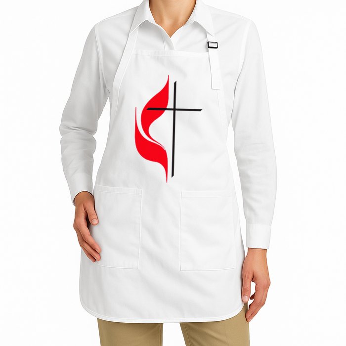 Methodist Flag Christian Cross And Flame Apron