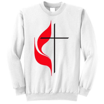 Methodist Flag Christian Cross And Flame Sweatshirt