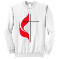 Methodist Flag Christian Cross And Flame Sweatshirt