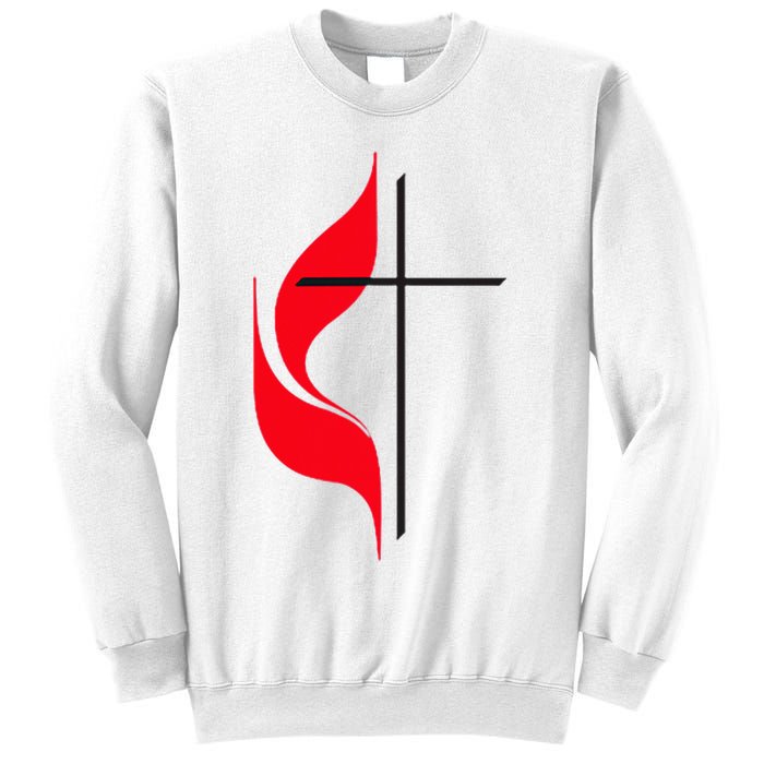 Methodist Flag Christian Cross And Flame Sweatshirt