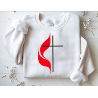 Methodist Flag Christian Cross And Flame Sweatshirt