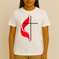 Methodist Flag Christian Cross And Flame T-Shirt