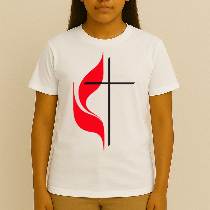 Methodist Flag Christian Cross And Flame T-Shirt