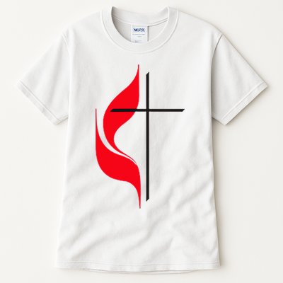 Methodist Flag Christian Cross And Flame Tall T-Shirt