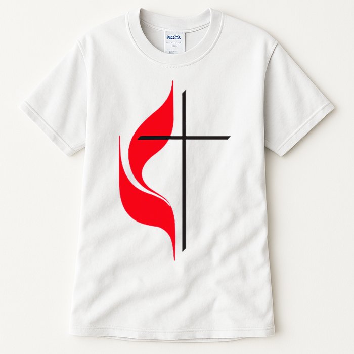 Methodist Flag Christian Cross And Flame Tall T-Shirt