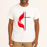 Methodist Flag Christian Cross And Flame Tall T-Shirt