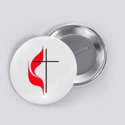 Methodist Flag Christian Cross And Flame Button