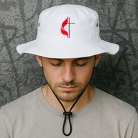 Methodist Flag Christian Cross And Flame Bucket Hat