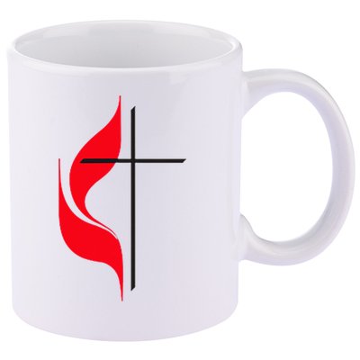 Methodist Flag Christian Cross And Flame 11oz C Handle Ceramic Mug