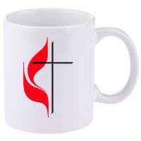 Methodist Flag Christian Cross And Flame 11oz C Handle Ceramic Mug