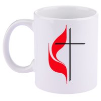 Methodist Flag Christian Cross And Flame 11oz C Handle Ceramic Mug