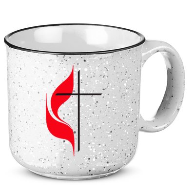 Methodist Flag Christian Cross And Flame 15oz Campfire Ceramic Mug