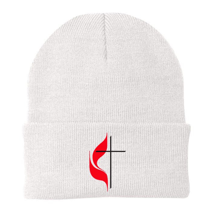 Methodist Flag Christian Cross And Flame Beanie