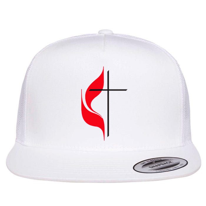 Methodist Flag Christian Cross And Flame Flatbill Hat
