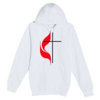 Methodist Flag Christian Cross And Flame Premium Pullover Hoodie
