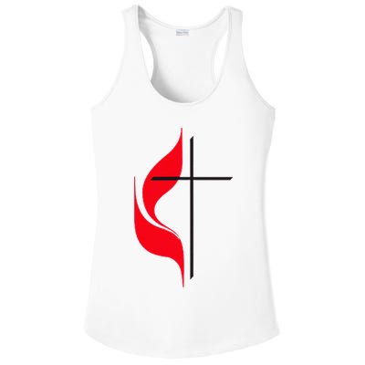Methodist Flag Christian Cross And Flame Ladies PosiCharge Competitor Racerback Tank