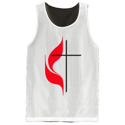 Methodist Flag Christian Cross And Flame Mesh Reversible Basketball Jersey Tank