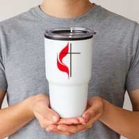 Methodist Flag Christian Cross And Flame Tumbler