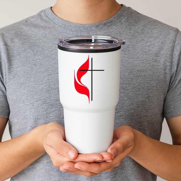 Methodist Flag Christian Cross And Flame Tumbler
