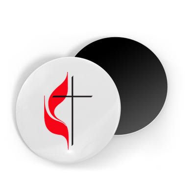 Methodist Flag Christian Cross And Flame Magnet