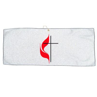 Methodist Flag Christian Cross And Flame Large Microfiber Waffle Golf Towel