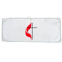 Methodist Flag Christian Cross And Flame Large Microfiber Waffle Golf Towel