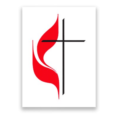 Methodist Flag Christian Cross And Flame Poster