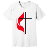 Methodist Flag Christian Cross And Flame Premium T-Shirt