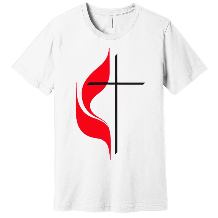 Methodist Flag Christian Cross And Flame Premium T-Shirt