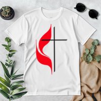 Methodist Flag Christian Cross And Flame Premium T-Shirt