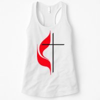 Methodist Flag Christian Cross And Flame Womens Tank Top