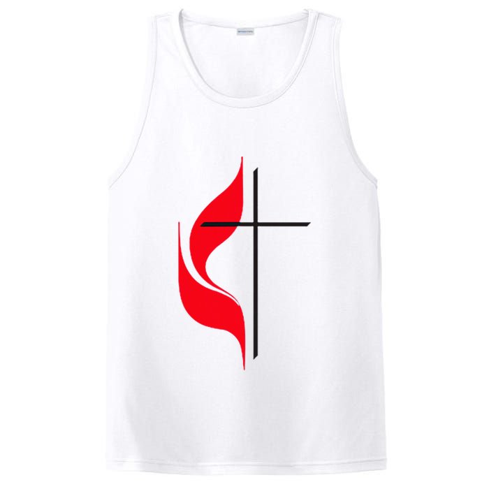 Methodist Flag Christian Cross And Flame PosiCharge Competitor Tank