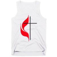 Methodist Flag Christian Cross And Flame Tank Top
