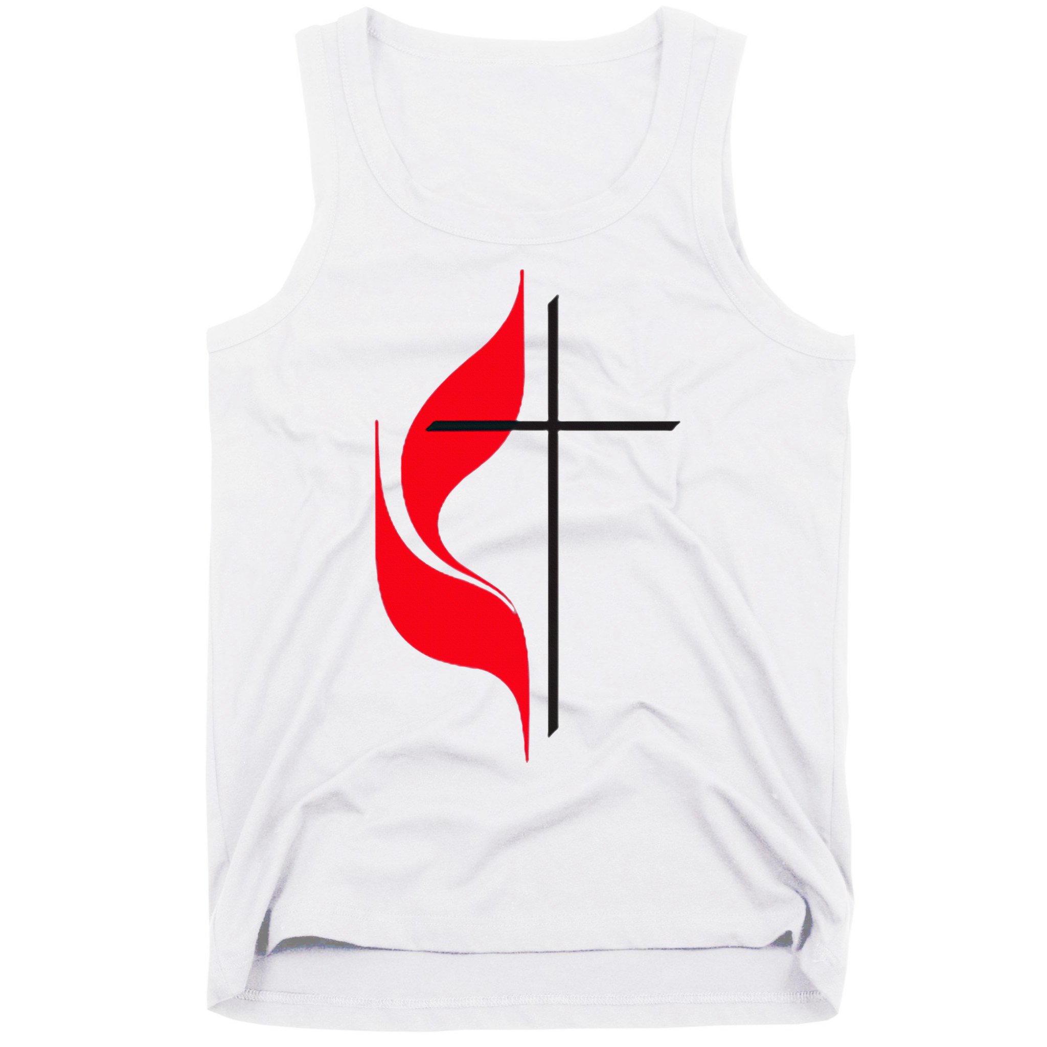 Methodist Flag Christian Cross And Flame Tank Top