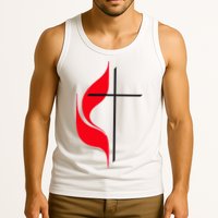 Methodist Flag Christian Cross And Flame Tank Top