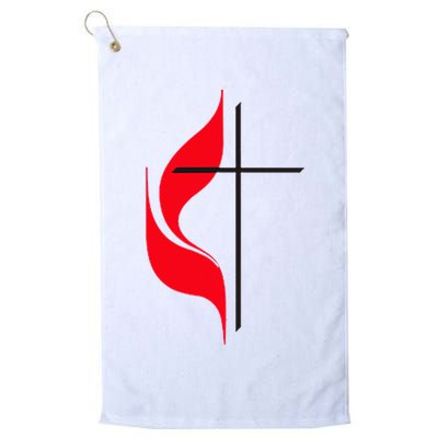 Methodist Flag Christian Cross And Flame Golf Towel