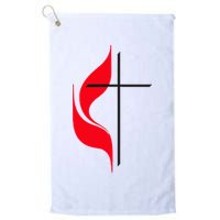 Methodist Flag Christian Cross And Flame Golf Towel
