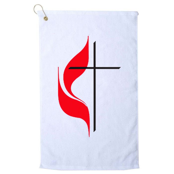Methodist Flag Christian Cross And Flame Golf Towel