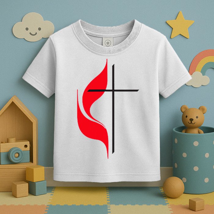 Methodist Flag Christian Cross And Flame Toddler T-Shirt