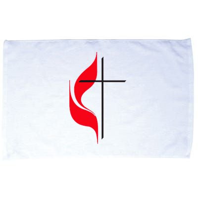 Methodist Flag Christian Cross And Flame Microfiber Hand Towel