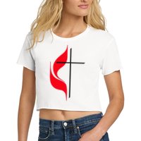 Methodist Flag Christian Cross And Flame Crop Top