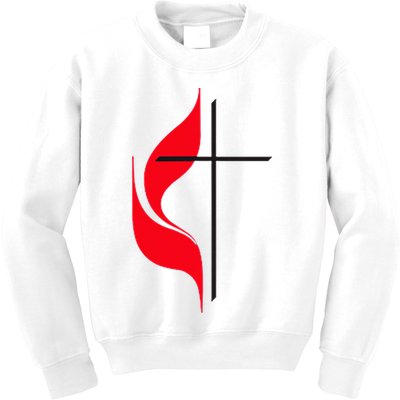 Methodist Flag Christian Cross And Flame Kids Sweatshirt