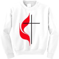 Methodist Flag Christian Cross And Flame Kids Sweatshirt